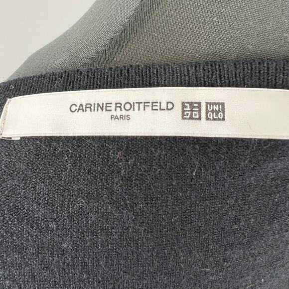 Carine Roitfeld Uniqlo Black Mixed Media Silk Wool Embroidered Long Sleeve Top S - Picture 8 of 10